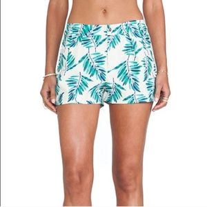 JOA Leaf Print Shorts in Khaki Multi